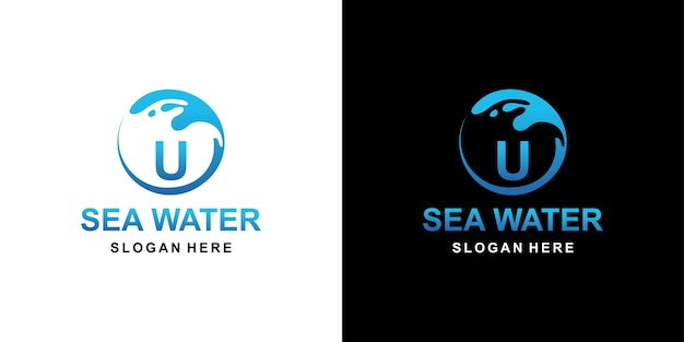 Sea water logo letter U