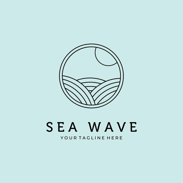 Vector sea wave line art minimalist logo vector design