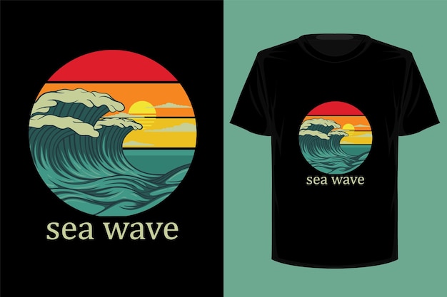 Sea wave retro vintage t shirt design