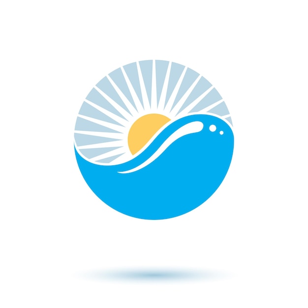 Sea wave splash vector logotype. World water day theme. Human and nature harmony concept.