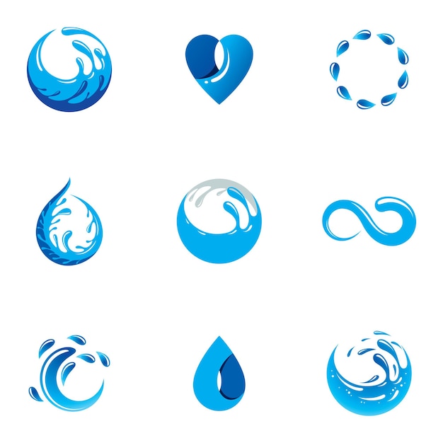 Sea wave splash vector logotype. World water day theme. Living in harmony with nature concept.