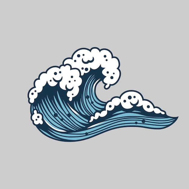 Sea wave with foam for marine nautical design