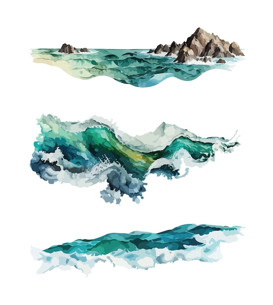 Vector sea waves clipart isolated vector illustration