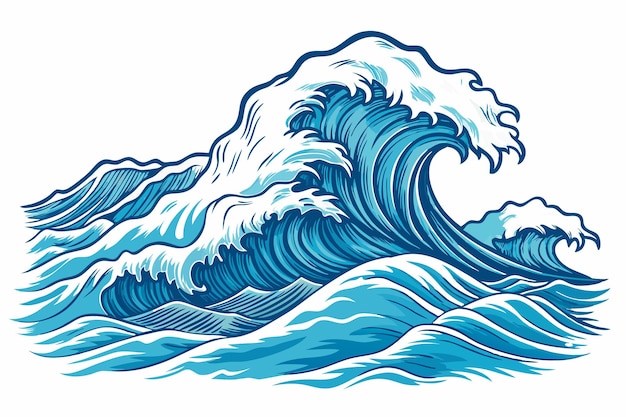 sea waves sketch vector illustration