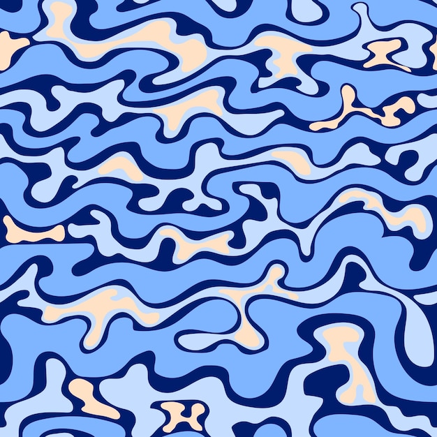 Sea waves vector seamless pattern wavy lines shades of blue simple modern pattern for fabric