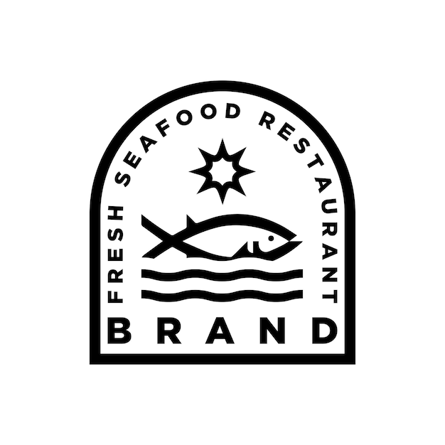 Seafood fish grill  logo design template for restaurant, shop, brand and others