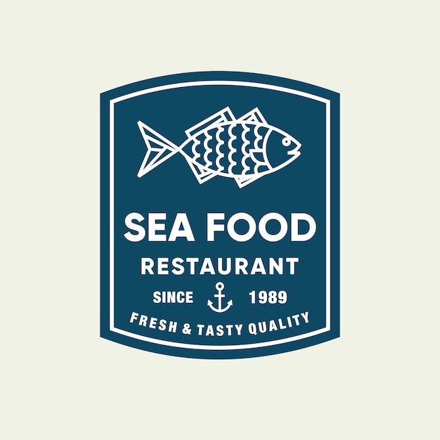 Seafood fish for restaurant line logo design