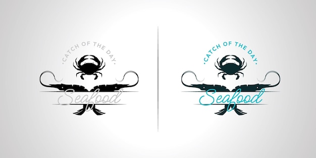 Seafood logo vector design restaurant fresh crab and shrimp template