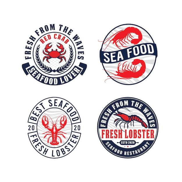 seafood restaurant logo red prawn logo red crab logo red shrimp logo