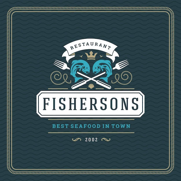 Seafood restaurant logo vector illustration