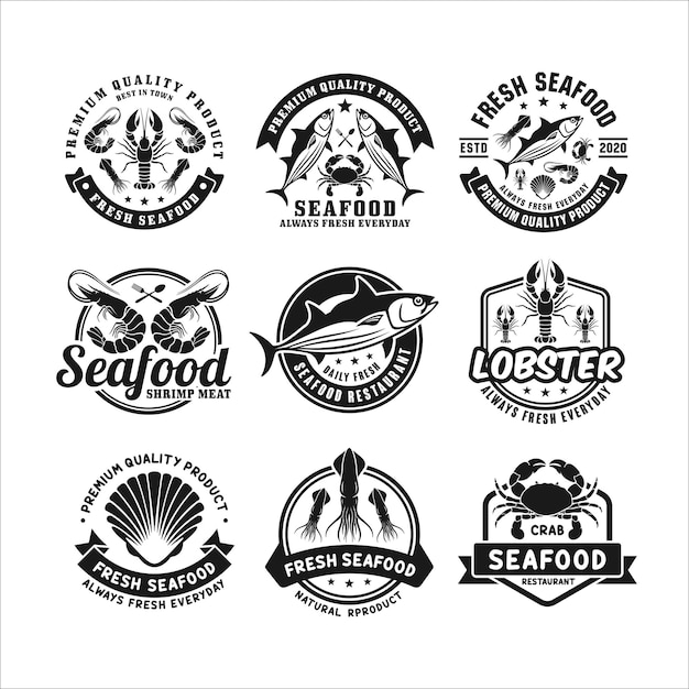 Seafood restaurant premium logo collection