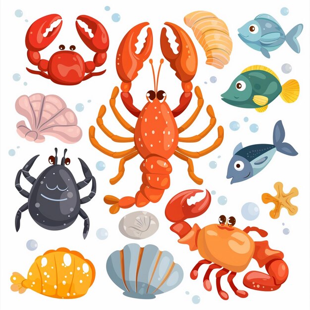 seafood vector restaurant sea menu fish illustration food crab ocean shrimp fresh design