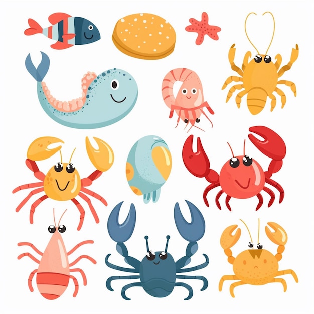 Vector seafood vector restaurant sea menu fish illustration food crab ocean shrimp fresh design