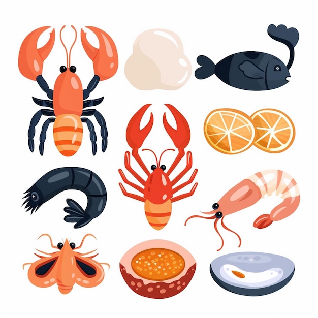 Vector seafood vector restaurant sea menu fish illustration food crab ocean shrimp fresh design