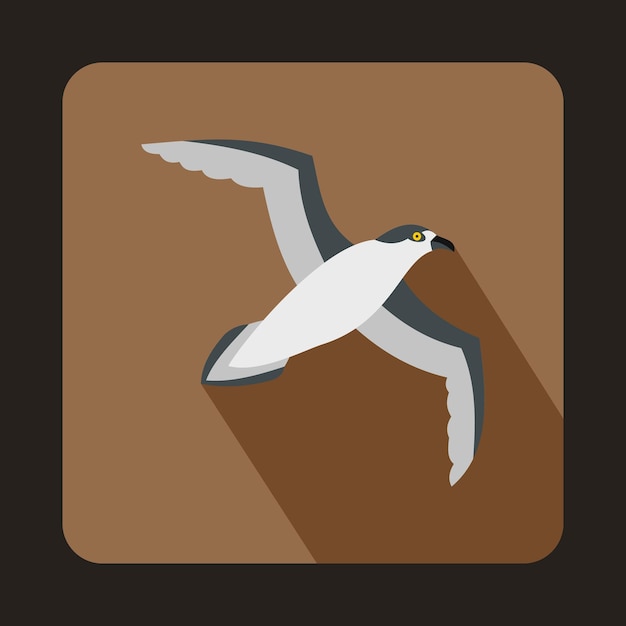 Vector seagull icon in flat style with long shadow bird symbol