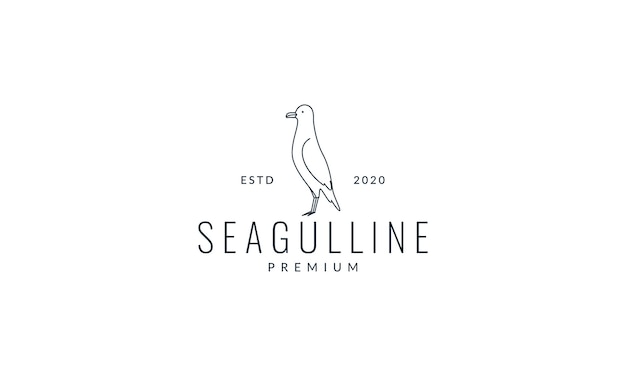 Seagull line stand simple logo vector illustration design