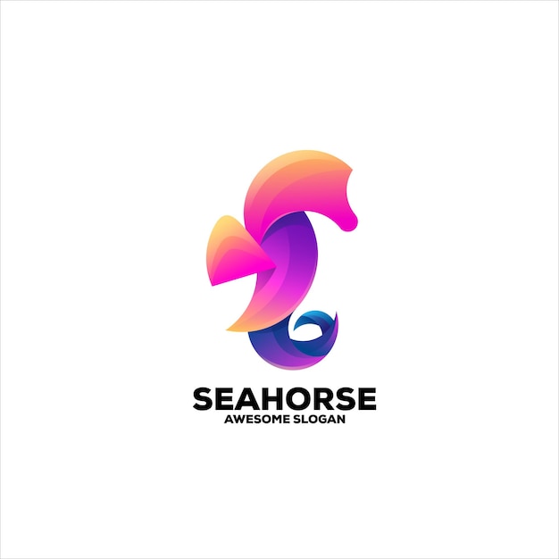 Seahorse gradient design logo abstract colorful