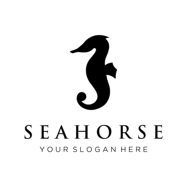 Seahorse or Hippocampus animal creative template logo designSea animal type