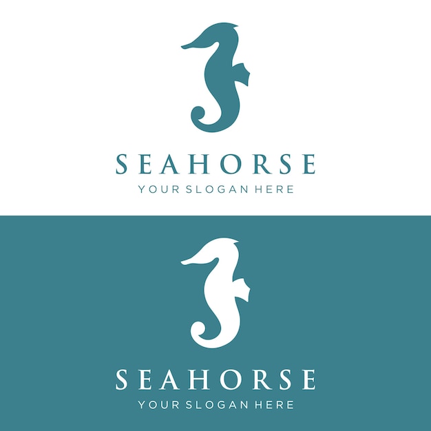 Seahorse or Hippocampus animal creative template logo designSea animal type