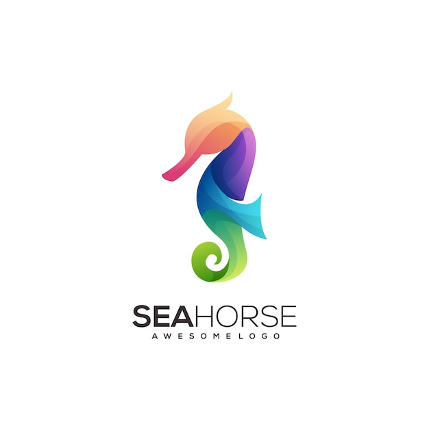 Seahorse logo Colorful illustration gradient