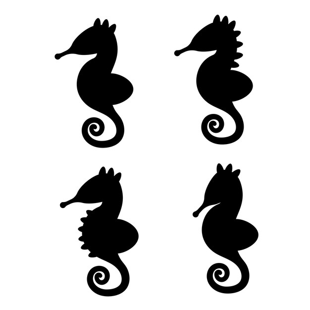 Seahorse in silhouette style Vector illustration