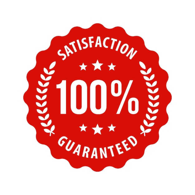 Seal of 100 Percent Satisfaction Guaranteed in Red Circle. Grunge Stamp. Icon. Logo. Vector eps10