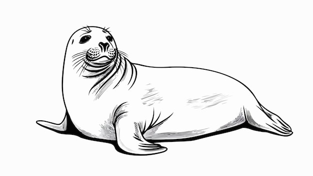 Vector seal animal lined vector illustration handdrawn vector