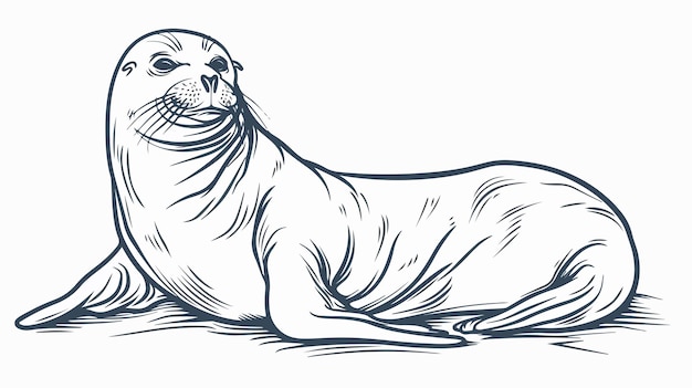 Vector seal animal lined vector illustration handdrawn vector