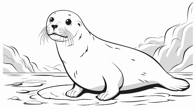 Vector seal coloring page for kids cute and educational animal illustration