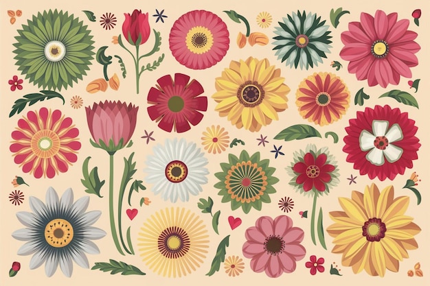 Vector seamless 70s retro hippie flowers pattern vintage groovy all over floral daisy print