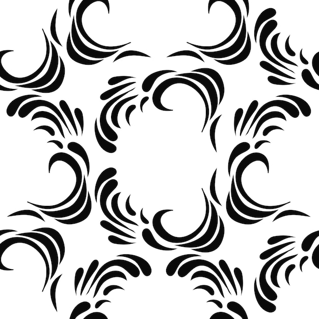 Seamless abstract black floral pattern