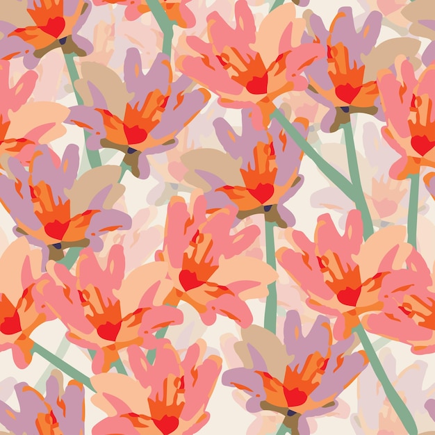 Seamless abstract blooms pattern background greeting card or fabric