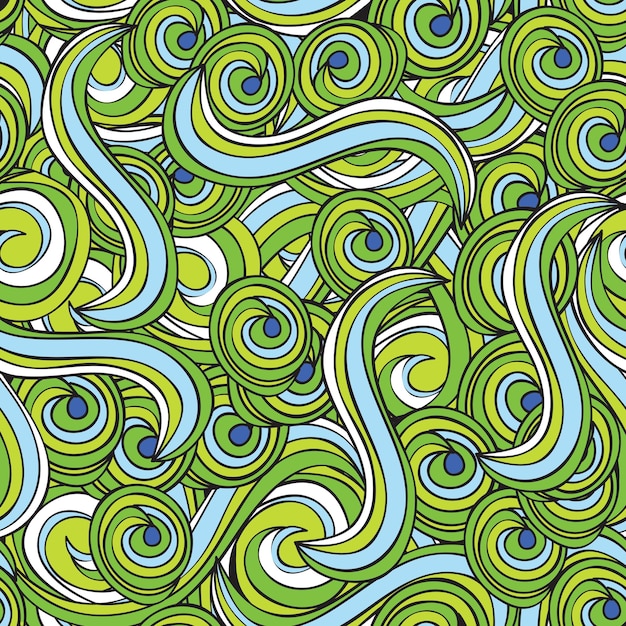 Seamless abstract hand-drawn pattern - green background - vector