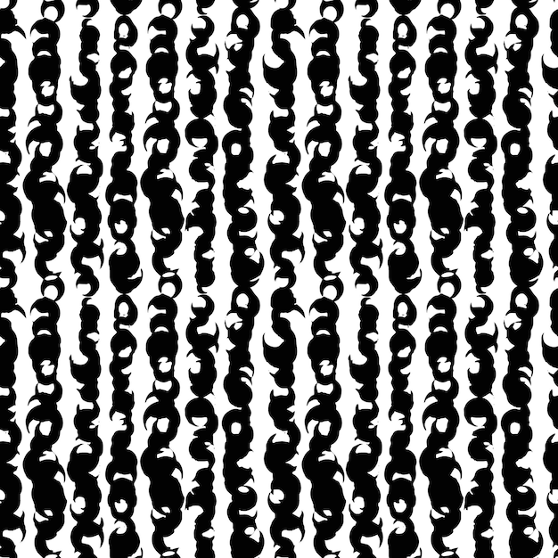 Seamless abstract monochrome pattern Black and white print with lines dots and blots Brush strokes