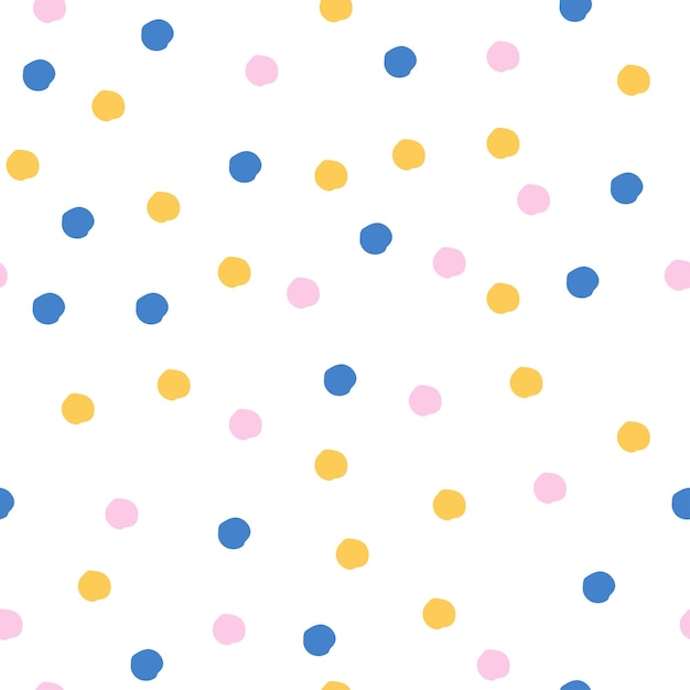 Seamless abstract pattern with handdrawn dots arranged chaotically festive confetti and cute polka dots