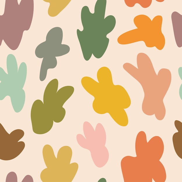 Seamless abstract pattern with multicolored arbitrary rounded shapes