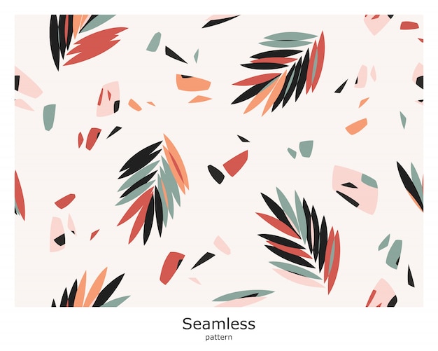 seamless abstract pattern with palm leaves on a light background