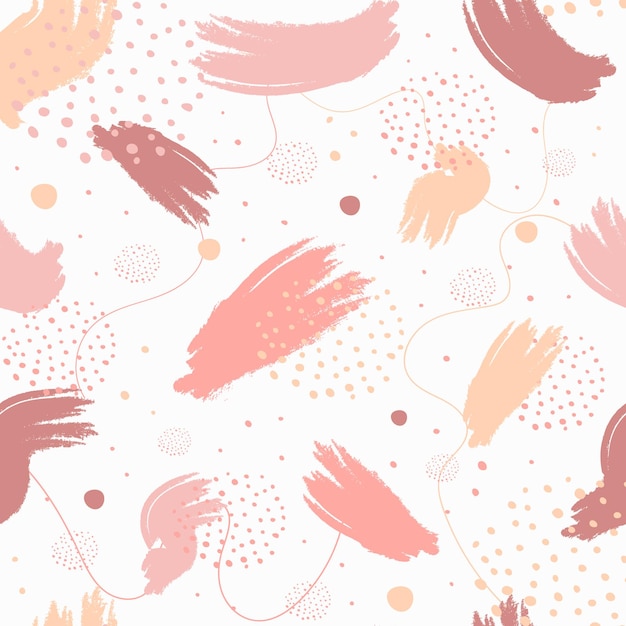 Seamless abstract pattern with shapes Geometric vector illustration in peach and pink colors