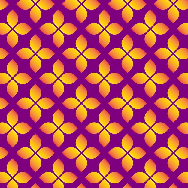 Seamless abstract purple pattern with orange geometric flowers for backdrop textile wrapping paper