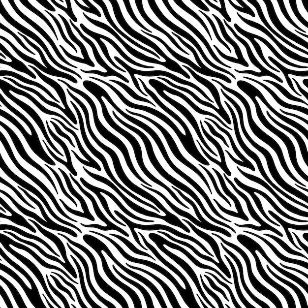 Seamless abstract zebra skin pattern background Decorative design freehand creative paint Texture chaotic elementVector illustration