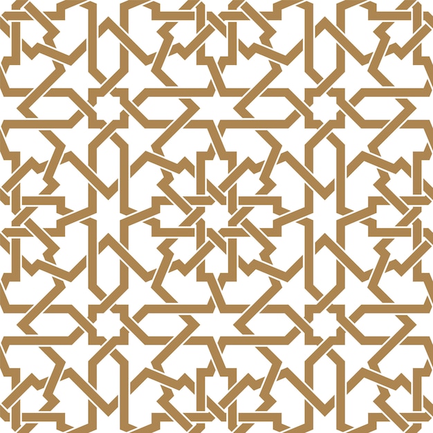 Seamless arabic geometric ornament in golden color.