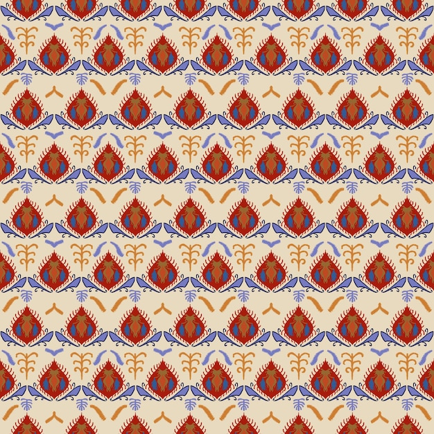 Seamless Asian ikat and ethnic boho indian fashion pattern background illustraiton tribal vintage