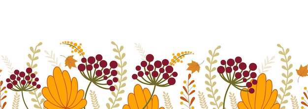 Seamless autumn handdrawn border