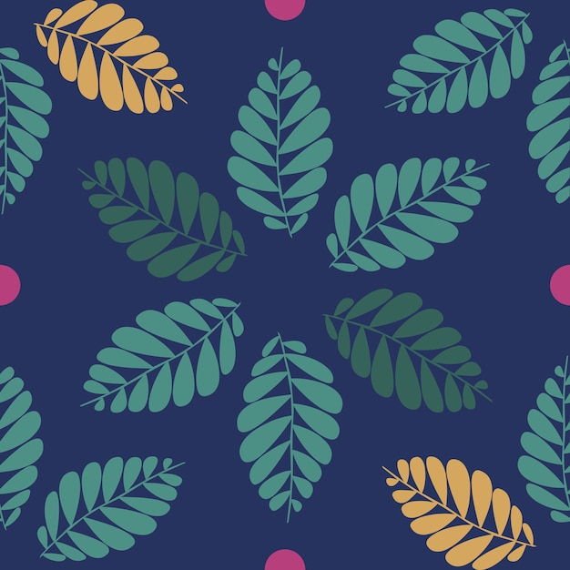 seamless autumn pattern background with leaves and dot