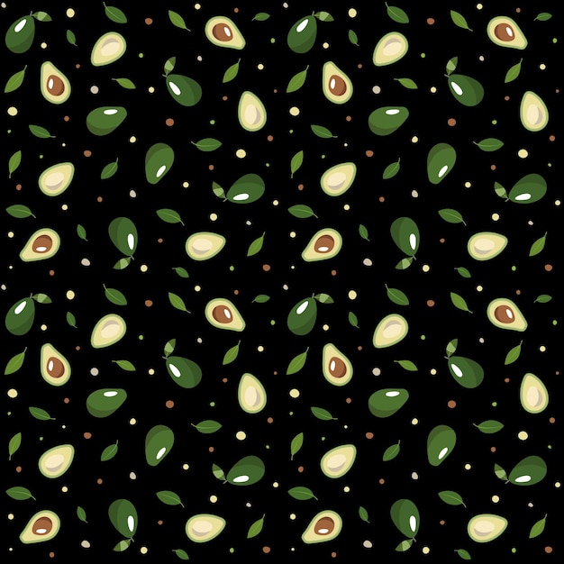 Seamless avocado pattern on black background Avocado print