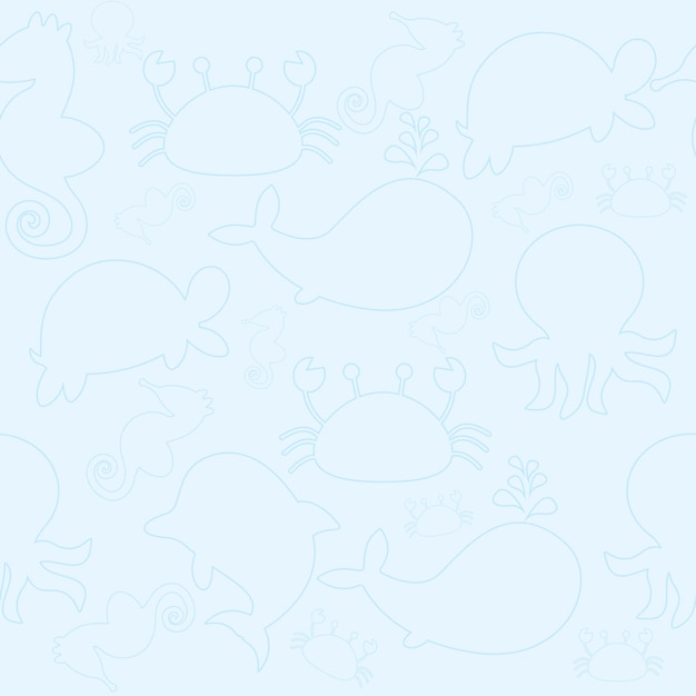 Seamless baby animal style outline pattern Vector illustration