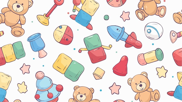 Seamless Baby Toys Pattern with Rattles