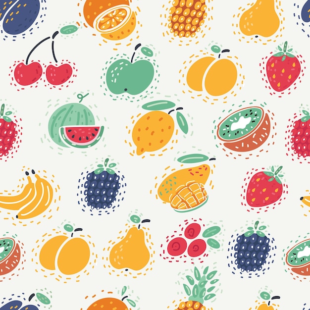 Seamless background of berries and fruits