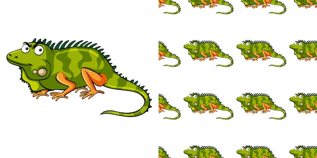 Seamless background design with green iguana