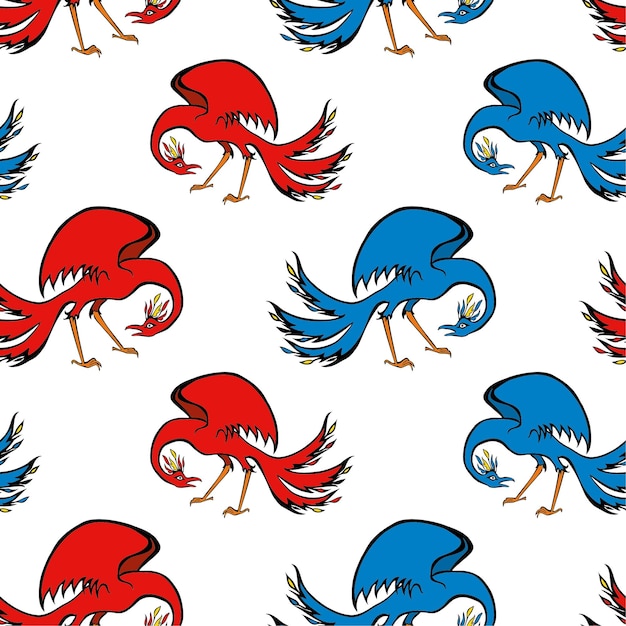 Seamless background of fabulous birds